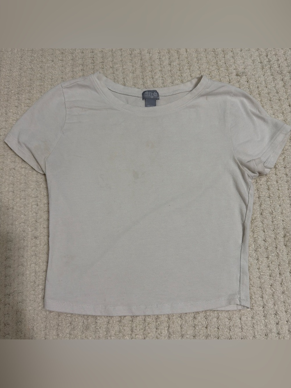 Tilly's Cream Short Sleeve Crewneck Top